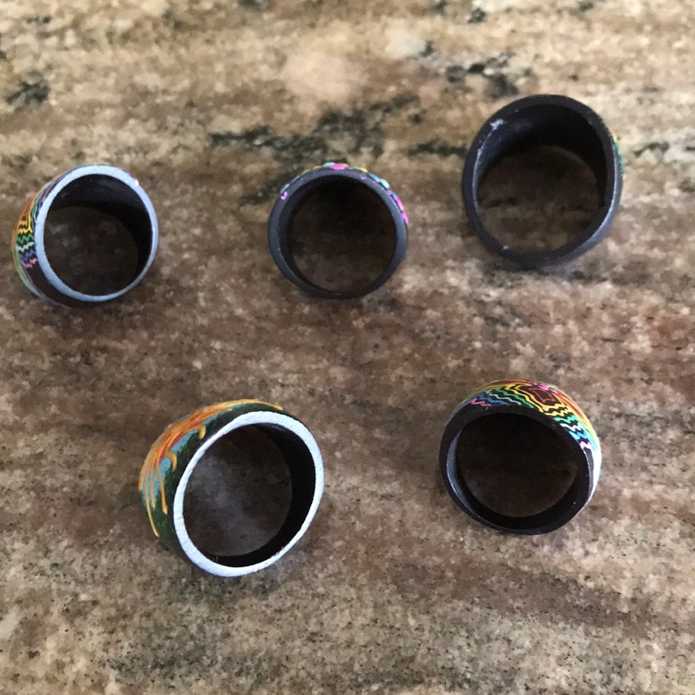 🌈Hand Painted Rings on Coconut Shell🌈 - Picture 3 of 7